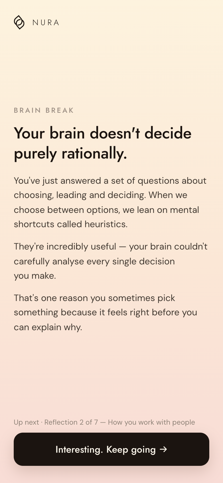 A reflective brain-break moment in the assessment